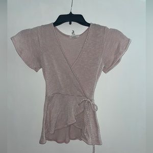 pink and white ruffle dressy shirt, bought for $19.50